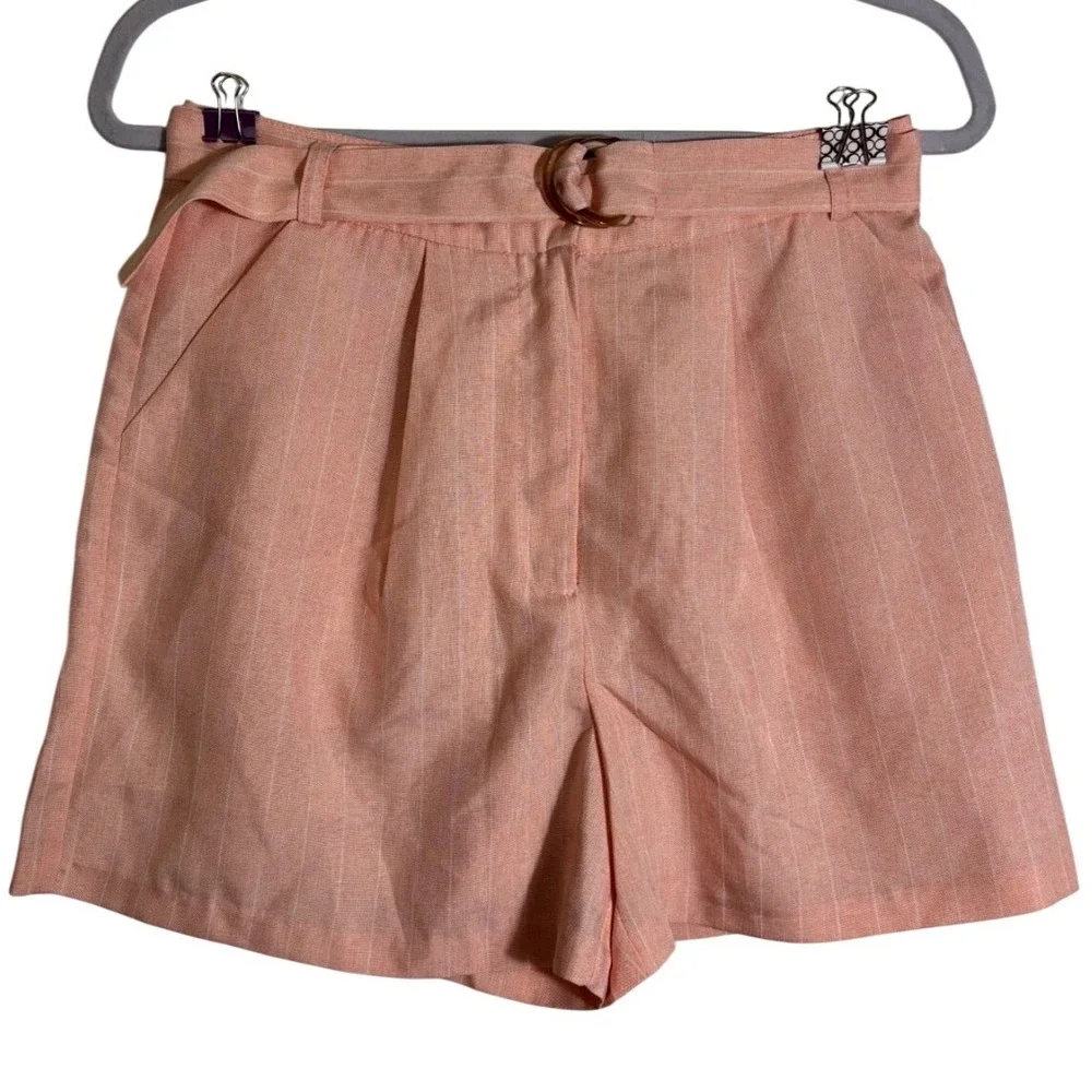 Skies are Blue Blush Pink Shorts with Belt and white‎ stripes Size Small